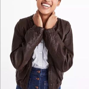Madewell Leather Aviator Bomber Jacket EUC